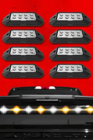XK Glow Strobe Pod Lights w/ Traffic Modes Ultra LEDs Multiple Modes + Solid On - Red + Blue 8pc Cheap