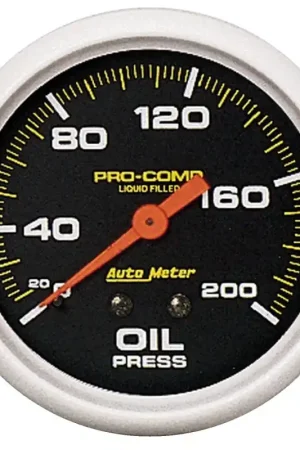 AutoMeter Gauge Oil Press 2-5/8in. 200PSI Liquid Filled Mech Pro-Comp New Release