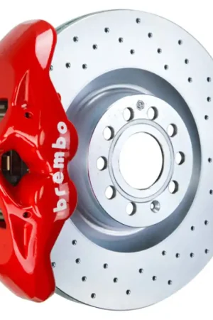 Fast Shipping Brembo 14-20 A3 Front GT BBK 4 Piston Cast 345x30 1pc Rotor Drilled-Red
