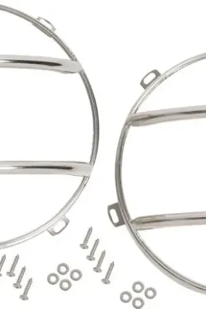 Latest Kentrol 07-18 Jeep Wrangler JK Euro Headlight Guards Pair - Polished Silver