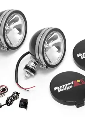 Rugged Ridge 6in Halogen Light Kit Black Steel Housings New Release