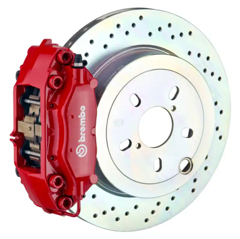 Brembo 66-89 911S/SC/Carrera Rear GT BBK 4 Piston Cast 2pc 309x28 1pc Rotor Drilled-Red Top Pick