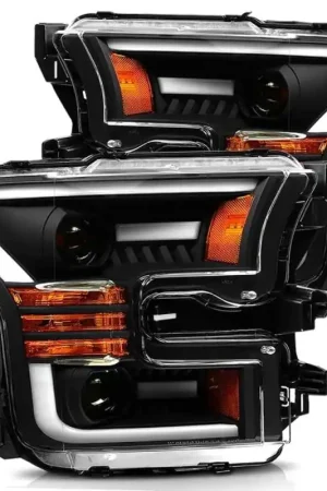 AlphaRex 15-17 Ford F-150 LUXX LED Projector Headlights Plank Style Black w/Activ Light/DRL Fan Favorite