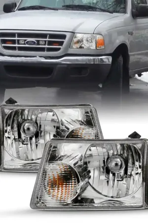 ANZO 2001-2011 Ford Ranger Crystal Headlight Chrome w/Corner Lights (OE Replacement) Trusted Brand