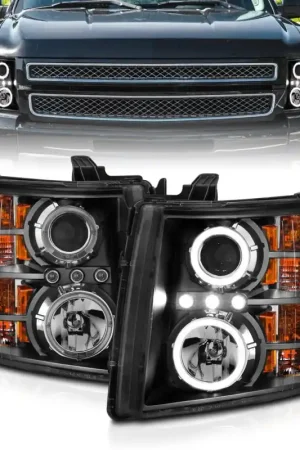 Place Order ANZO 2007-2013 Chevrolet Silverado 1500 Projector Headlights w/ Halo Black