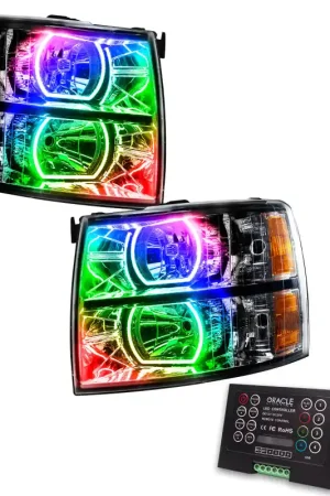 Oracle 07-13 Chevy Silverado SMD HL - Blk - Square Style - ColorSHIFT w/ 2.0 Controller Free Shipping