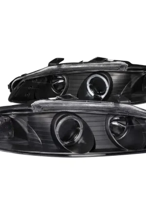 Brand New ANZO 1997-1999 Mitsubishi Eclipse Projector Headlights w/ Halo Black G2