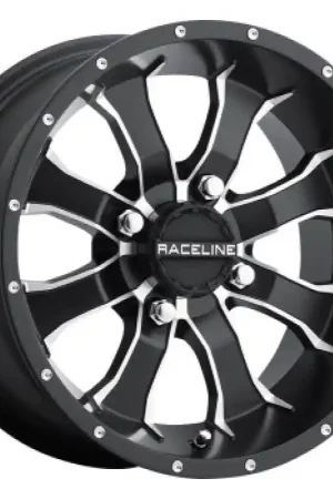One Day Deal Raceline A77 Mamba 10x5in / 4x110 BP /3+2 18mm Offset / 83.8mm Bore - Black & Machined Wheel