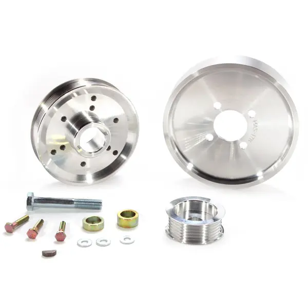 Flash Sale BBK 02-04 Mustang 4.6 GT Underdrive Pulley Kit - Lightweight CNC Billet Aluminum (3pc)
