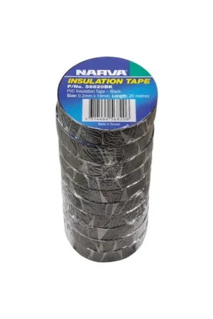 Narva 56830BK\\/10 10 Rolls of Flame Retardant 20m Black PVC Electrical Insulation Tape (0.15x19mm) Save Now