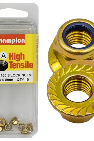 Champion Pack of 10 M3 x 0.5mm High Tensile Grade 8.8, Zinc Plated Self Locking Flange Hex Nuts with Nylon Insert - SLFM155 Cheap