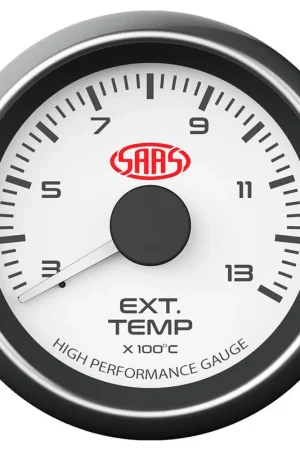 SAAS 52mm White Muscle Series EGT Exhaust Temperature Gauge (300-1300C) - SG-EXT52W Direct From Manufacturer
