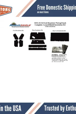 New Release Insulation Sound Deadener Kit for 1932-34 Ford Roadster Acoustishield Complete