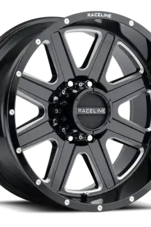 Shop Now Raceline 940M Hostage 20x9in / 8x180 BP / 12mm Offset / 124.2mm Bore - Black & Milled Wheel