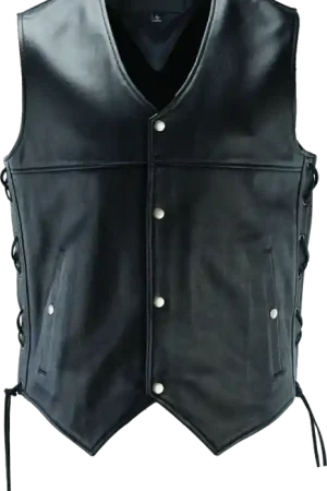 River Road Old Skool Leather Vest Black - 4XL Reduced Price