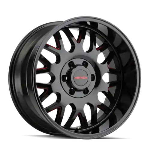 Mayhem 8110 Tripwire 20x9 / 5x139.7 BP / 18mm Offset / 110mm Hub Black w/ Prism Red Wheel Exclusive Offer
