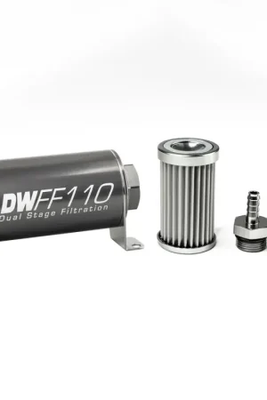 Modern Deatschwerks In-Line Fuel Filter Element and Housing Kit Stainless Steel 5 Micron 110mm