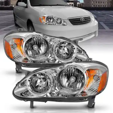 ANZO 2005-2008 Toyota Corolla Crystal Headlight Chrome Amber - 121540 No Minimum Order
