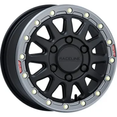 Discount Raceline A14BG Alpha 17x7in/5x114.3 BP/40mm Offset/68mm Bore- Blk & Gunmetal Ring Beadlock Wheel - A14BG-77012+40