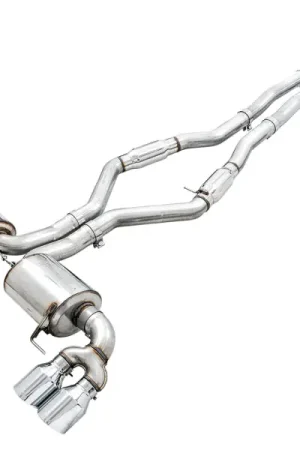 Handmade AWE Tuning 2019+ BMW M340i (G20) Resonated Touring Edition Exhaust - Quad Chrome Silver Tips