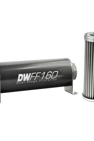While Supplies Last DeatschWerks Stainless Steel 5 Micron Universal Inline Fuel Filter Housing Kit (160mm)