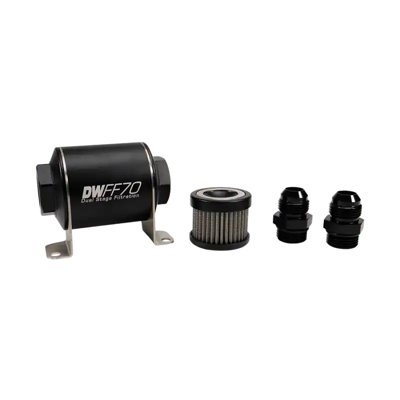 Hot Deal DeatschWerks Stainless Steel 10AN 10 Micron Universal Inline Fuel Filter Housing Kit (70mm)