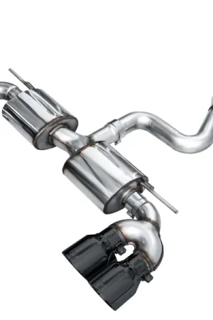 AWE MK8 Volkswagen Golf R 3in Touring Edition Quad Exhaust - Diamond Black Tips Free Shipping