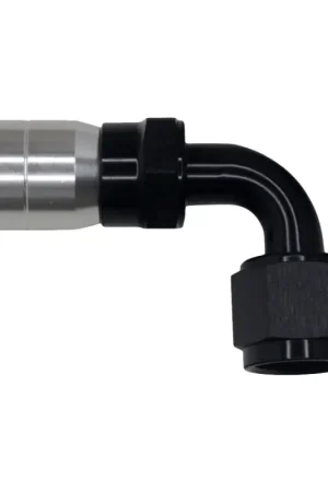 DeatschWerks 8AN Female Swivel 90-Degree Crimping Style Hose End CPE - Anodized Matte Black Time-Limited