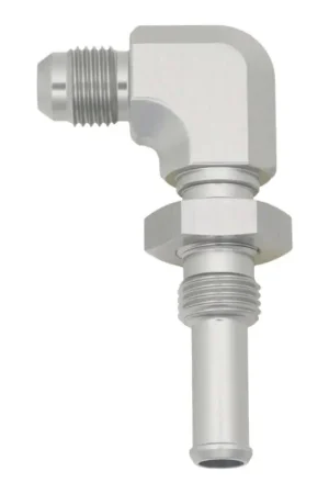 DeatschWerks 6AN Male Flare to 90-Degree 3/8in Single Hose Barb - Anodized DW Titanium Trusted Brand