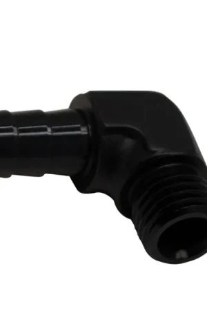DeatschWerks Metric M12 to 3/8in Hose Barb 90-Degree Fitting w/ Venturi Port - Anodized Matte Black Fast Shipping
