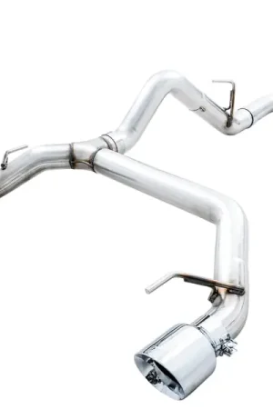 AWE Tuning 2021+ Ford Bronco 0FG Dual Rear Exit Exhaust w/Chrome Silver Tips & Bash Guard Price Cut