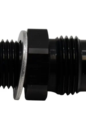 Get Yours DeatschWerks 8AN Male Flare to M16 X 1.5 Male Metric Adapter (Incl Washer) - Anodized Matte Black