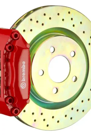 Brembo 00-04 Jetta 1.8t Front GT BBK 4 Piston Cast 2pc 323x28 1pc Rotor Drilled-Red Buy Online