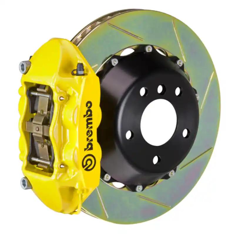 Brembo 07-13 X5 Rear GT BBK 4 Piston Cast 380x28 2pc Rotor Slotted Type1-Yellow Limited Offer