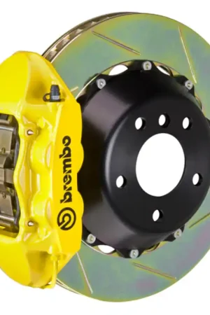 Get Yours Brembo 23+ Z (RZ34) Rear GT BBK 4 Piston Cast 380x28 2pc Rotor Slotted Type-1- Yellow