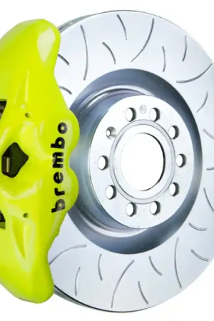 Brembo 14-20 A3 Front GT BBK 4 Piston Cast 345x30 1pc Rotor Slotted Type3-Fluo. Yellow Premium