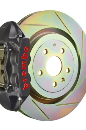 Brembo 10-15 Camaro V6 Rear GTS BBK 4 Piston Cast 365x28 1pc Rotor Slotted Type-1-Black HA Free Returns