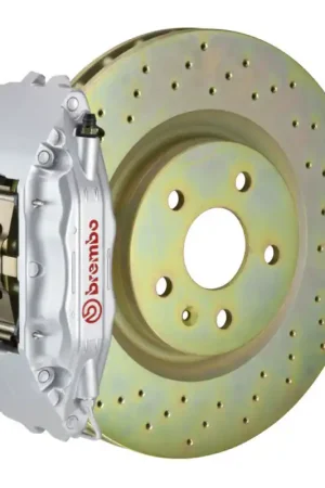 Brembo 05-14 Mustang GT Excl non-ABS Equipped Fr GT BBK 4Pist Cast 2pc 355x32 1pc Rtr Drill-Silver Brand New