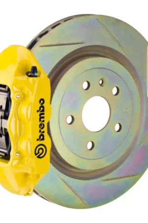 Best Seller Brembo SS Rear GT BBK 4 Piston Cast 365x28 1pc Rotor Slotted Type-1- Yellow