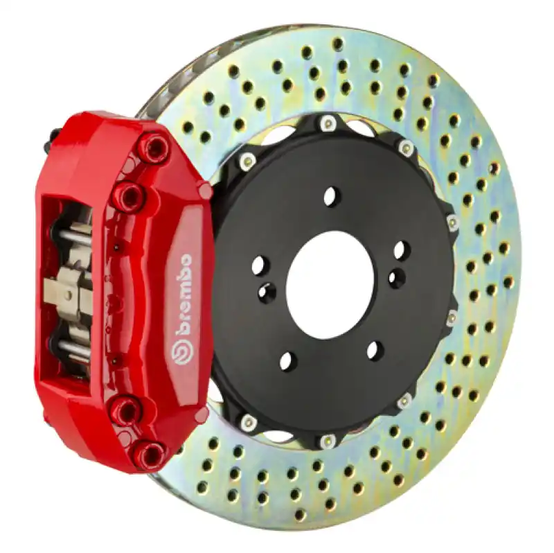 Brembo 89-94 Carrera/90-94 Carrera Rear GT BBK 4 Piston Cast 2pc 328x28 2pc Rotor Drilled-Red Time-Limited