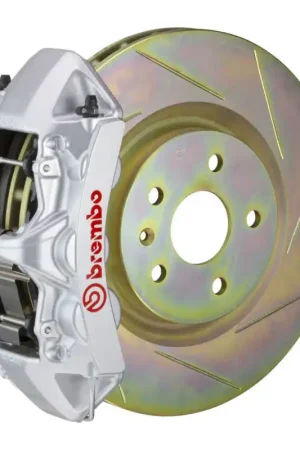 Time-Limited Brembo 05-14 Mustang GT Excl non-ABS Equipped Fr GT BBK 6Pist Cast 355x32 1pc Rtr Slot Type1-Silver