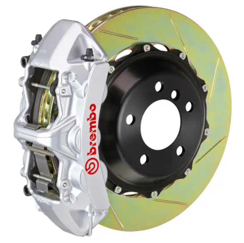 Brembo 05-11 SLK55 AMG (R171) Front GT BBK 6 Piston Cast 380x32 2pc Rotor Slotted Type-1-Silver Luxury