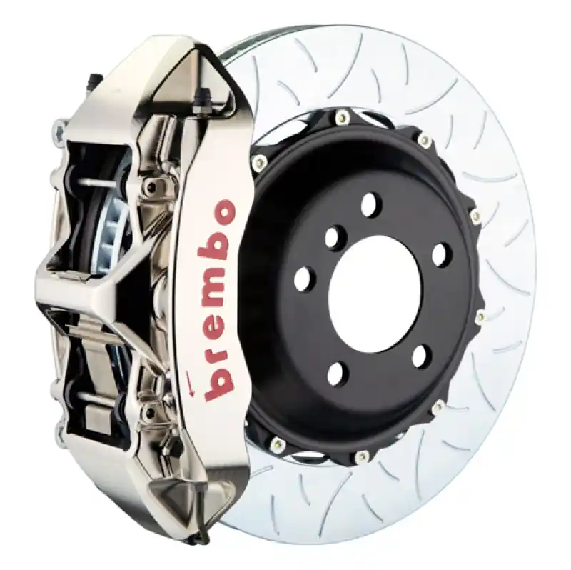 Buy Direct Brembo 15-23 Mustang Front GTR BBK 6 Piston Billet 380x34 2pc Rotor Slotted Type3- Nickel