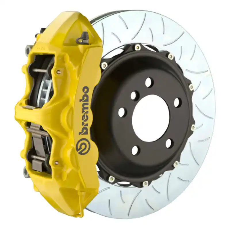 New Release Brembo 06-12 325i Excl xDrive Fr GT BBK 6Pis Cast 355x32 2pc Rotor Slotted Type3-Yellow