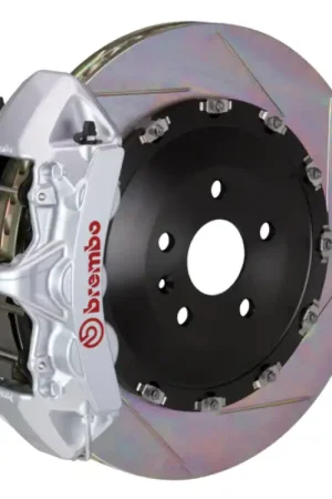 Brembo 04-10 5-Series (Excl. xDrive/M5) Fr GT BBK 6Pist Cast 405x34 2pc Rotor Slotted Type1-Silver Fan Favorite