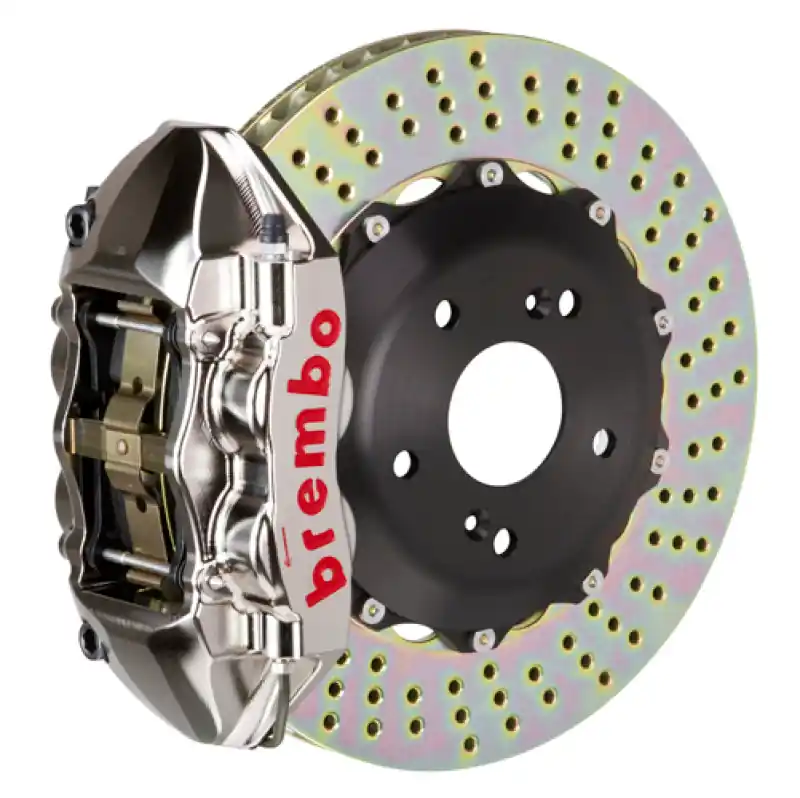 Money Back Guarantee Brembo 06-09 S2000 Rear GTR BBK 4 Piston Billet328x28 2pc Rotor Drilled- Nickel Plated