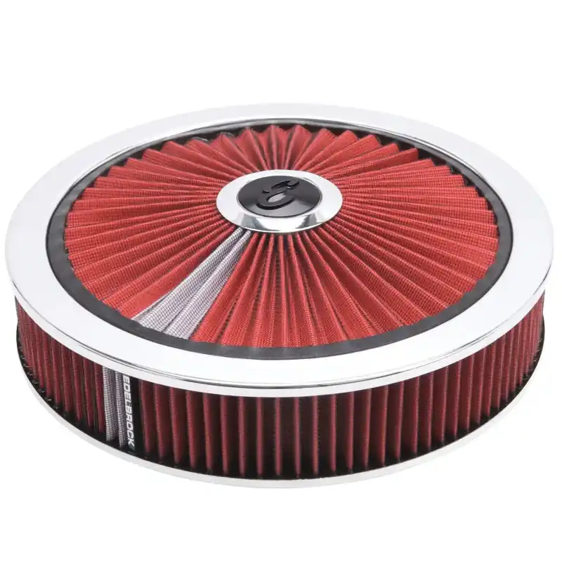 Hot Deal Edelbrock Air Cleaner Pro-Flo High-Flow Series Round Filtered Top Cloth Element 14In Dia X 3 125In