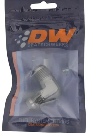 While Supplies Last DeatschWerks 8AN Male Flare To 8AN Male Flare 90-Degree Coupler Fitting