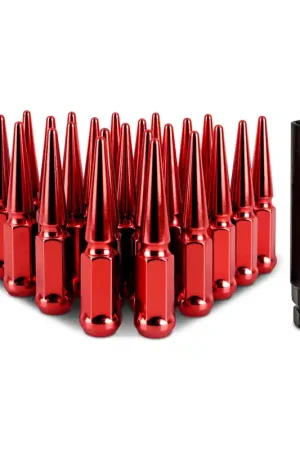 Mishimoto Mishimoto Steel Spiked Lug Nuts M12 x 1.5 24pc Set Red Limited Offer