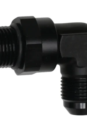 Clearance DeatschWerks 8AN ORB Male Swivel to 8AN Male Flare 90-Degree Fitting - Anodized Matte Black